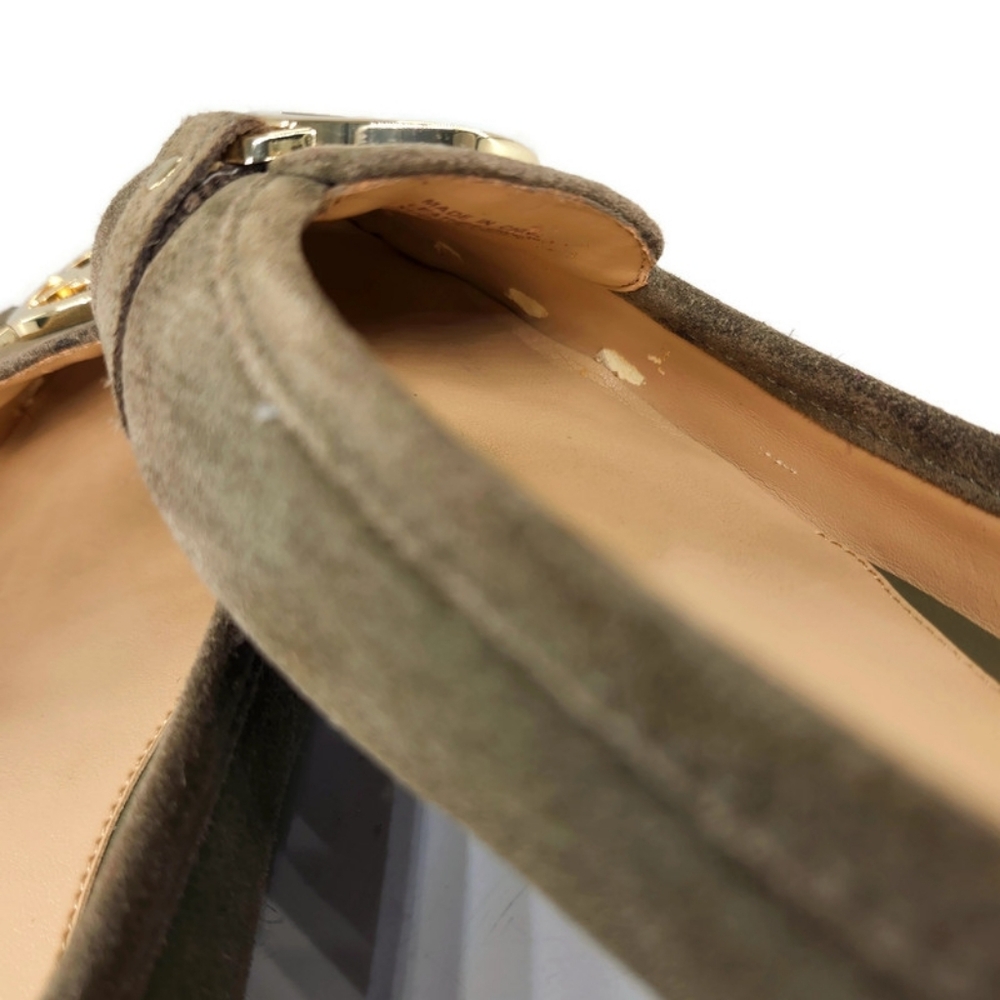 Michael Kors Fulton Dark Olive Green Suede Gold MK Logo Slip-On Driving Loafers - Picture 14 of 14